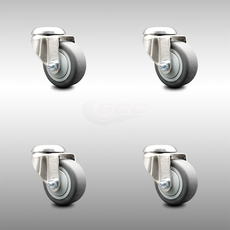 Service Caster 3.5 Inch 316SS Thermoplastic Rubber Wheel Swivel Bolt Hole Caster Set SCC SCC-SS316BH20S3514-TPRB-4